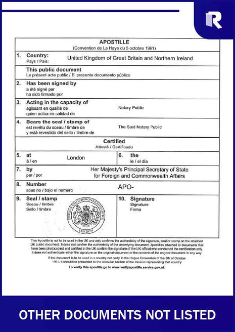 Other documents not listed – Express Apostille service