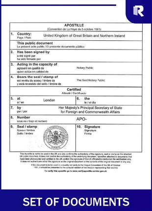 Set of documents – Express Apostille service