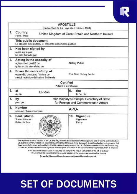 Set of documents – Express Apostille service