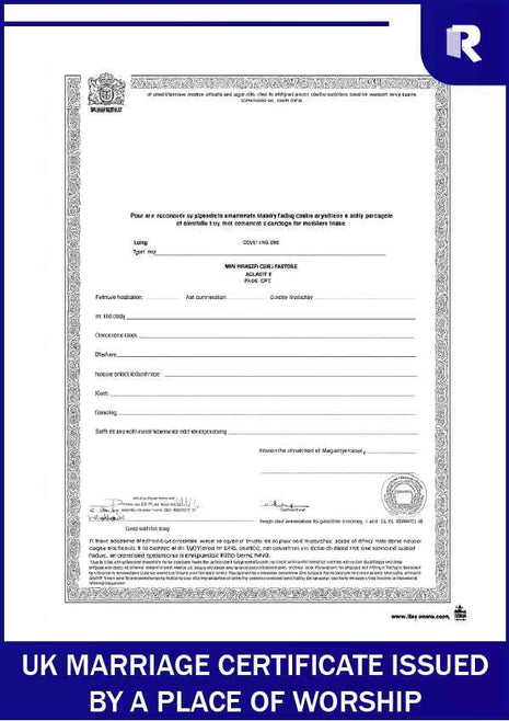 UK Marriage Certificate Issued By A Place Of Worship – Express Apostille service